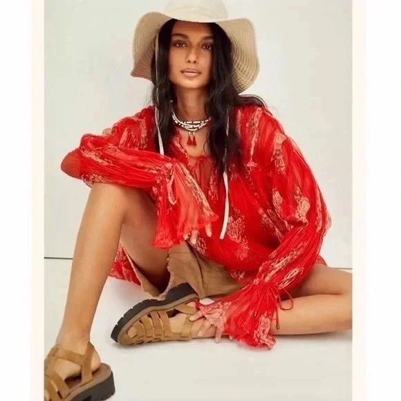 Free People Tops - Free People Dahlia Tunic Pop Combo XS